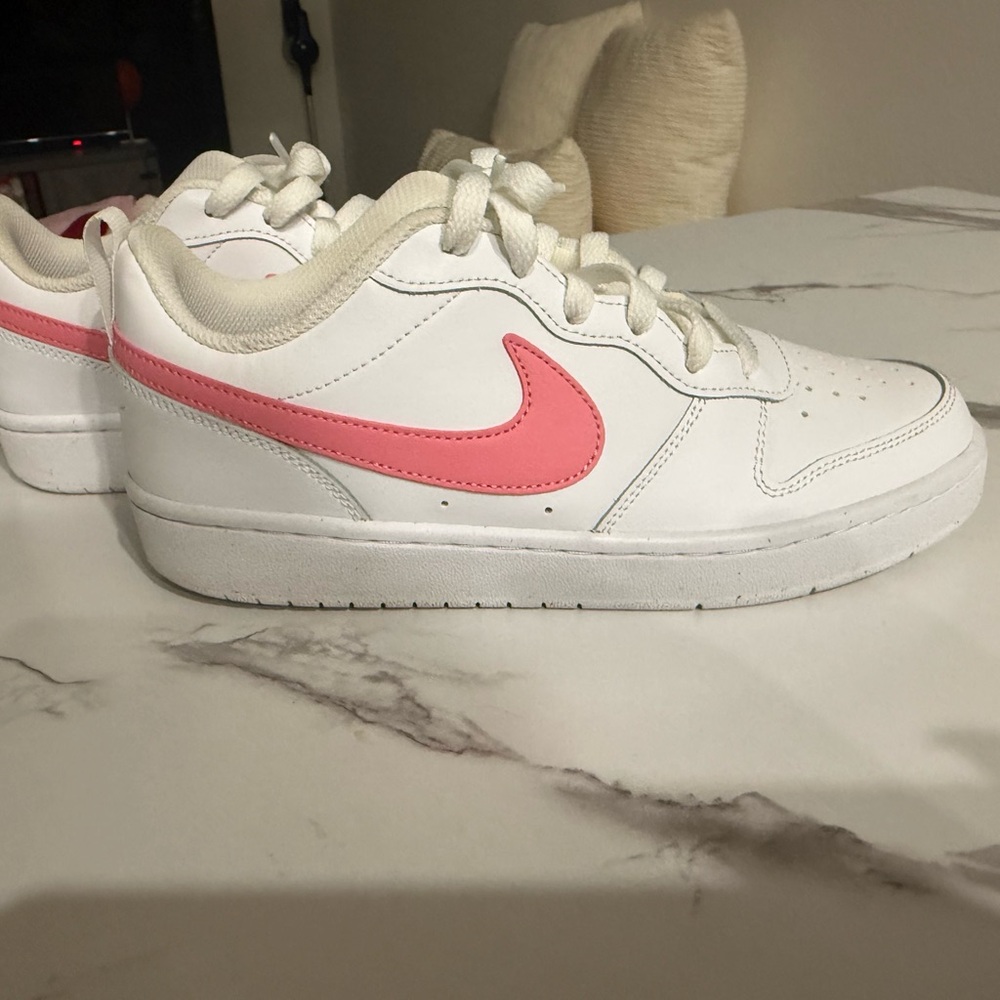 Nike White and Pink Low-Top Sneakers